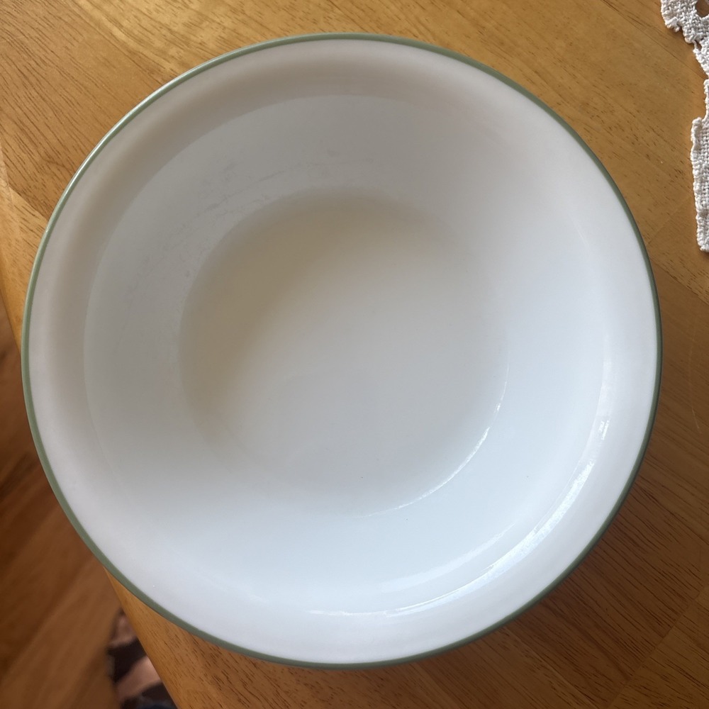 VTG 5 Corelle Flared White w/Green Trim Cereal/Soup Bowls 7.25" Vitrelle Garden